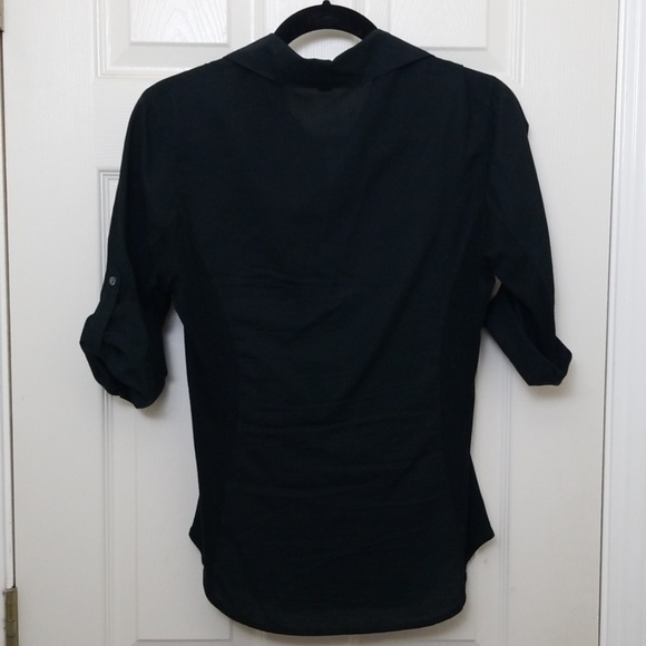 James Perse Surplice Shirt Black Button Front top - Picture 8 of 9